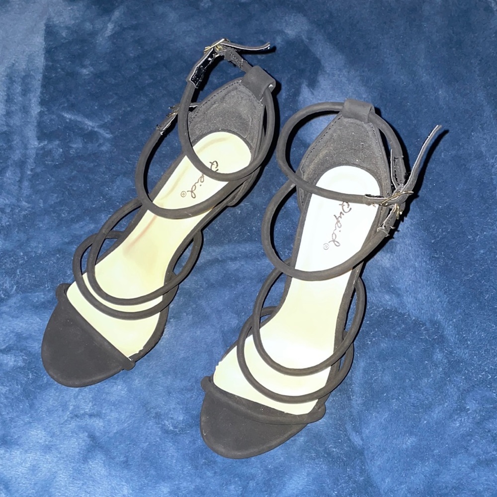 Strappy black heels